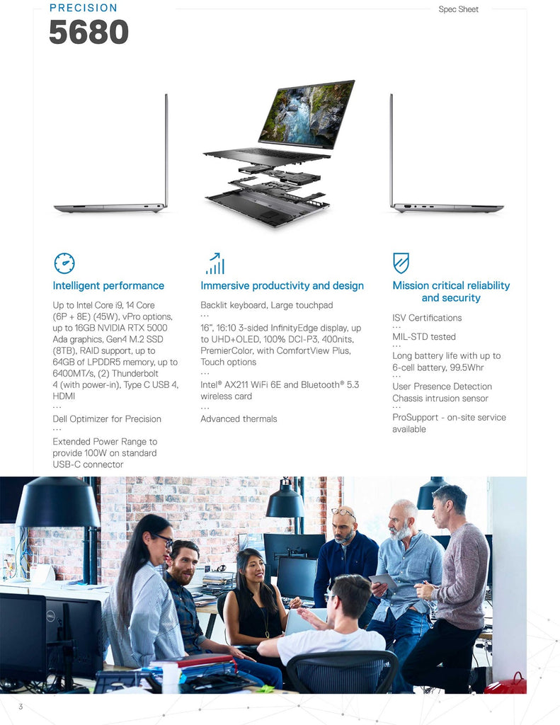 מחשב נייד דל פרסיז'ן - Dell Precision 5680 MOBILE WORKSTATION Core™ i7-13800H 512GB SSD 32GB 16