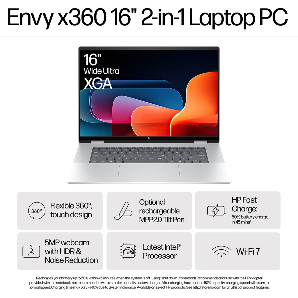 מגע מתהפך מתקפל - מחשב נייד HP Envy x360 16-AC0013 2-IN-1 Core™ Ultra 5 125U 512GB SSD 16GB 16