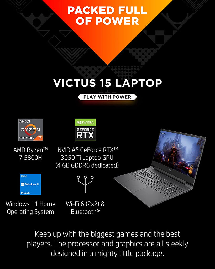 מחשב נייד גיימינג HP VICTUS 15-FB0028 GAMING Ryzen™ 7 5800H 512GB SSD 16GB 15.6